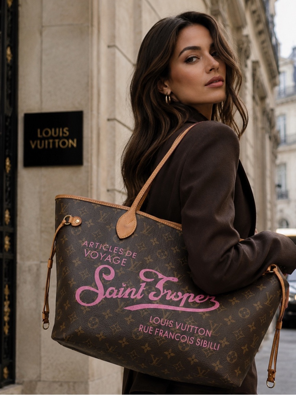 LOUIS VUITTON limited Monogram canvas SAINT TROPEZ NEVERFULL PM Bag +COA+dustbag